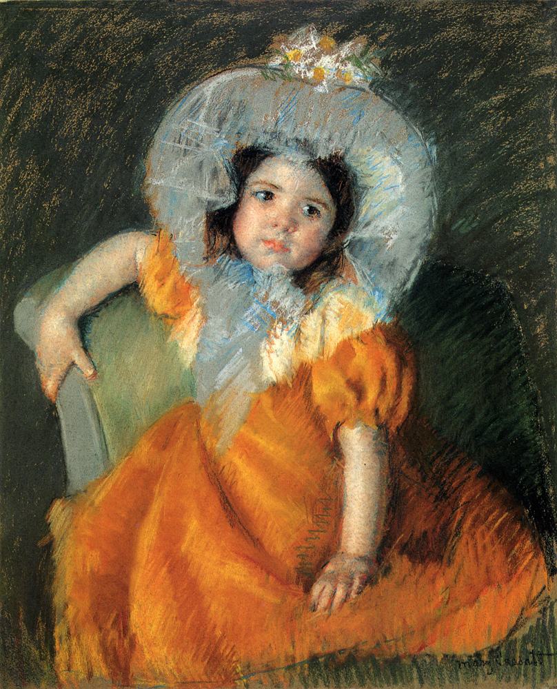 Child In Orange Dress - Mary Cassatt Painting on Canvas